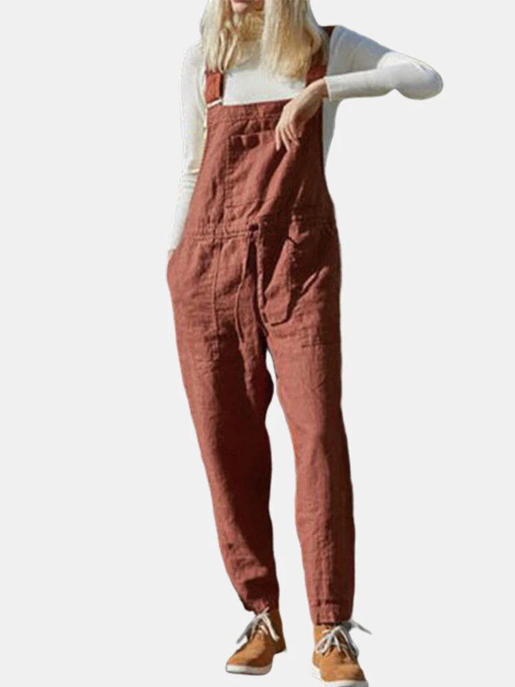 Waist Drawstring Pockets Straps Jumpsuit 1 Waist Drawstring Pockets Straps Jumpsuit