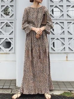 Floral Print Long Bell Sleeve Crew Neck Slit Maxi Dress 15 Floral Print Long Bell Sleeve Crew Neck Slit Maxi Dress -Zanzea Shop ddf890eb f7d3 49dd a44c 209b20a591ef