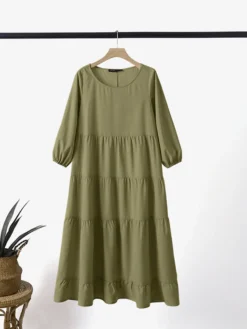 Solid Crew Neck A-line 3/4 Sleeve Casual Dress 14 Solid Crew Neck A-line 3/4 Sleeve Casual Dress -Zanzea Shop de2452dd fe6b 48aa bb30 8646adf68db0