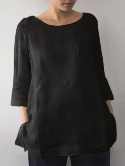 Solid 3/4 Sleeve Keyhole Back Slit Crew Neck Blouse 10 Solid 3/4 Sleeve Keyhole Back Slit Crew Neck Blouse -Zanzea Shop dea44e85 cde8 4af6 926f d75090c1d3f8