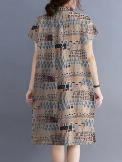 Flower Abstract Painted Print Button Pocket Lapel Midi Dress -Zanzea Shop dee97ba9 1b86 4b26 92ce 303eaa211586