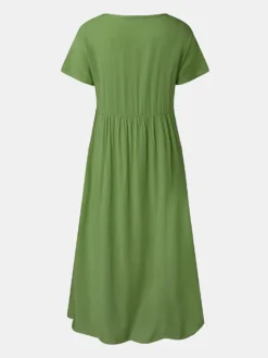 Casual Solid Color V-neck Plus Size Dress -Zanzea Shop dfd64b8c e2b7 4973 8f7e ba20f99b84b0