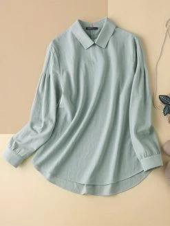 Solid Long Sleeve Lapel Blouse For Women 5 Solid Long Sleeve Lapel Blouse For Women -Zanzea Shop e005e3d6 a53b 4c33 87dd fd28e2eb54e1