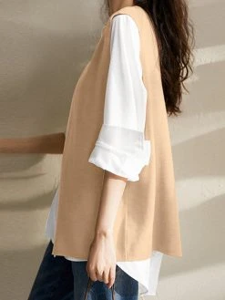 Contrast Patchwork Long Sleeve Crew Neck Casual Blouse -Zanzea Shop e04cca4d bde6 410f a68c 2eba50e68fdb