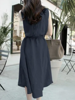 Solid Sleeveless Button Back Midi Dress With Belt 16 Solid Sleeveless Button Back Midi Dress With Belt -Zanzea Shop e0e83519 e034 4c20 8305 c5c49c2ac40c