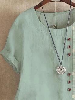 Women Polka Dot Patchwork Button Detail Short Sleeve Blouse -Zanzea Shop e11a0147 bf4f 45de a6ae 7c28d45c3667