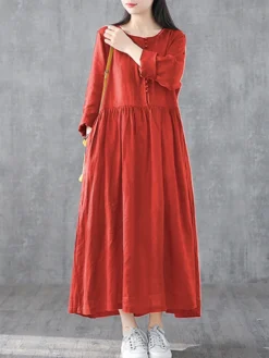 Solid Color A-line Loose Plus Size Dress -Zanzea Shop e14dbe73 050d 4b05 8bee 4ab40c6c9c35