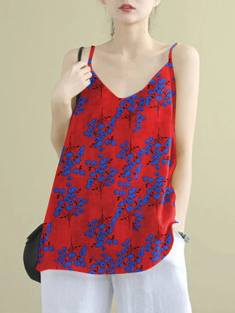 Flower Print Spaghetti Backless Sleeveless Cami 1 Flower Print Spaghetti Backless Sleeveless Cami
