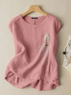 Cartoon Girl Pattern Crew Neck Sleeveless Tank Top -Zanzea Shop e17a9de2 f692 4496 8ad6 53644fe3a677