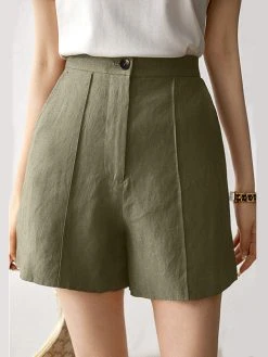 Solid Pocket Button Zip Front Wide Leg Shorts -Zanzea Shop e1aa5fd3 71b9 411e 9755 9c50d0bdad0b