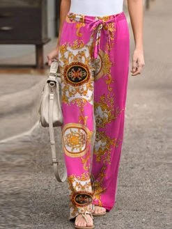 Tribal Pattern Elastic Waist Pants With Belt -Zanzea Shop e225b3a5 2c11 41c8 a177 0c024c2cbf34