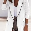 Contrast Double Breasted Lapel Long Sleeve Blazer
