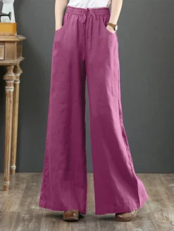 Casual Loose Drawstring Plus Size Wide Leg Pants -Zanzea Shop e2c2e2ae a354 465a 96ba 08438a7196d5