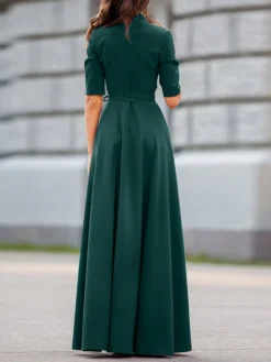 Solid V-neck Half Sleeve Swing Maxi Dress With Belt 16 Solid V-neck Half Sleeve Swing Maxi Dress With Belt -Zanzea Shop e2fee4ed 8b3c 4fdf b704 a66721013940