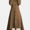 Solid Color Button Curved Hem Casual Muslim Dress For Women