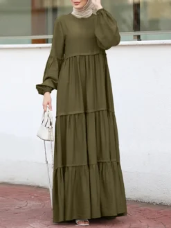 Muslim Solid Color Long Shirt Sundress Casual Pleated Maxi Dress -Zanzea Shop e3c4febe 47b7 4565 bb65 7b2e4815c011
