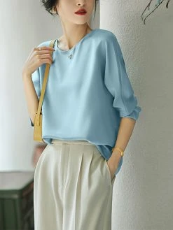 Solid Raglan Sleeve Crew Neck T-shirt For Women 14 Solid Raglan Sleeve Crew Neck T-shirt For Women -Zanzea Shop e3c81706 954d 430c b6d2 093d0c929935