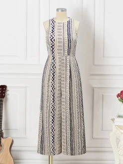 Women Geometric Print Crew Neck Sleeveless Bohemian Wide Leg Jumpsuit -Zanzea Shop e40ee522 6f72 419c 8593 91b2bd8f6943