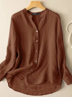 Solid Long Sleeve Button Front Casual Women Blouse -Zanzea Shop e41ebb96 1d9c 4a08 8861 22788483a143