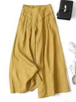 Women Plain Casual Cotton Wide Leg Pants With Pocket -Zanzea Shop e4dc3a79 b929 47fb abbb 1ecd398ca69c
