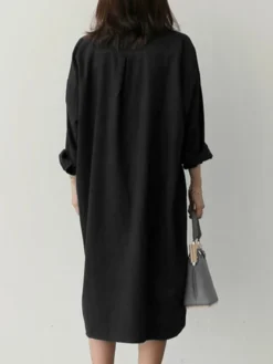 Solid Long Sleeve Button Lapel Casual Shirt Dress -Zanzea Shop e4ed6fca d748 4432 8599 ce1cc4094a9b