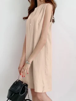 Solid Sleeveless O-neck Cotton Dress -Zanzea Shop e548d548 43af 4b2c a3f9 c2279710f104