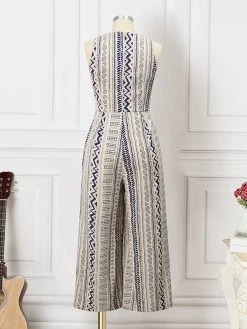 Women Geometric Print Crew Neck Sleeveless Bohemian Wide Leg Jumpsuit -Zanzea Shop e5d1d1e7 dca8 4ab2 b10c 878df6a51285