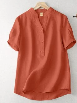 Solid Button Short Sleeve Casual T-shirt -Zanzea Shop e6136630 c701 42ca b02f 723f5c6e920f