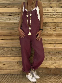 Bohemian Solid Color Straps Loose Plus Size Jumpsuit -Zanzea Shop e66fe603 24cc 42e9 9feb f5a37c4e54ef