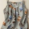 Women Watercolor Floral Print Vacation Spaghetti Strap Cami