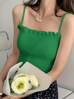 Shirred Adjustable Strap Solid Lettuce Edge Sexy Cami 18 Shirred Adjustable Strap Solid Lettuce Edge Sexy Cami -Zanzea Shop e70cf3cd e222 4c01 8fea 793f90fefad7