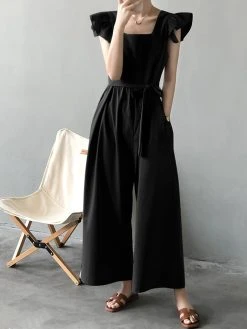 Solid Ruffle Sleeve Pocket Square Collar Wide Leg Jumpsuit 15 Solid Ruffle Sleeve Pocket Square Collar Wide Leg Jumpsuit -Zanzea Shop e80d14ff 29af 4e65 97c6 d609be98207d