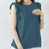 Women Cotton Ruffle Trim Sleeveless Side Split Tank Top