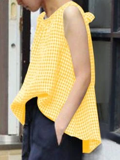 Plaid Knotted Round Neck Sleeveless Casual Tank Top 13 Plaid Knotted Round Neck Sleeveless Casual Tank Top -Zanzea Shop e9a97a2b 33be 4735 a3a9 61e0e2e4da21