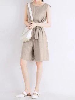 Cotton Solid Sash Pocket Sleeveless Round Neck Zip Casual Romper 12 Cotton Solid Sash Pocket Sleeveless Round Neck Zip Casual Romper -Zanzea Shop e9b9a184 fbd9 4d5c 8bc9 19e353d732a6