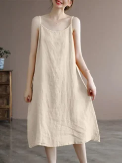 Solid Spaghetti Strap Midi Casual Dress For Women -Zanzea Shop e9d4e665 0f09 4181 8ccb bc0931d2d9ec