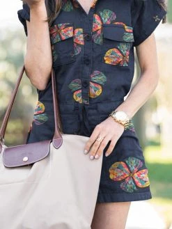 Flower Print Drawstring Waist Pocket Button Front Romper -Zanzea Shop ea309649 1e5c 4090 94dd 1959975ae75d
