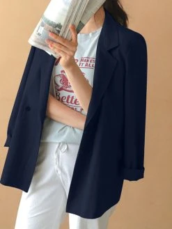 Solid Button Front Lapel Long Sleeve Casual Blazer -Zanzea Shop ea47cce0 23b4 4461 a5c5 130709f2e423