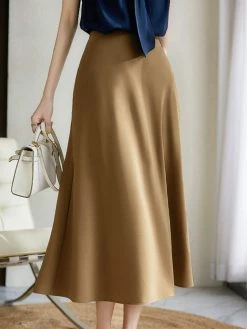High Waist A-line Solid Satin Skirt For Women -Zanzea Shop ea7e468a a92b 47b3 aa4c ec524d417b8b