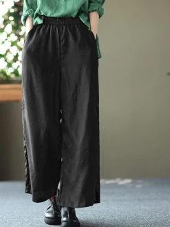 Solid Wide Leg Pocket Elastic Waist Cotton Pants -Zanzea Shop ea8de6f5 23e3 494b ab74 facdd8076861