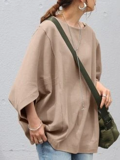 Solid Dolman Sleeve Loose O-neck Casual Women Blouse -Zanzea Shop eacdb07f 71a9 41c8 af7c e642f6dfb01b