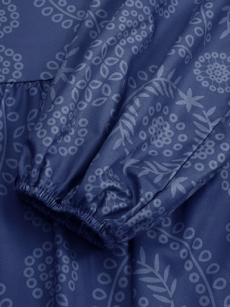 Print O-neck Puff Sleeve Plus Size Casual Dress For Women 7 Print O-neck Puff Sleeve Plus Size Casual Dress For Women - Image 7