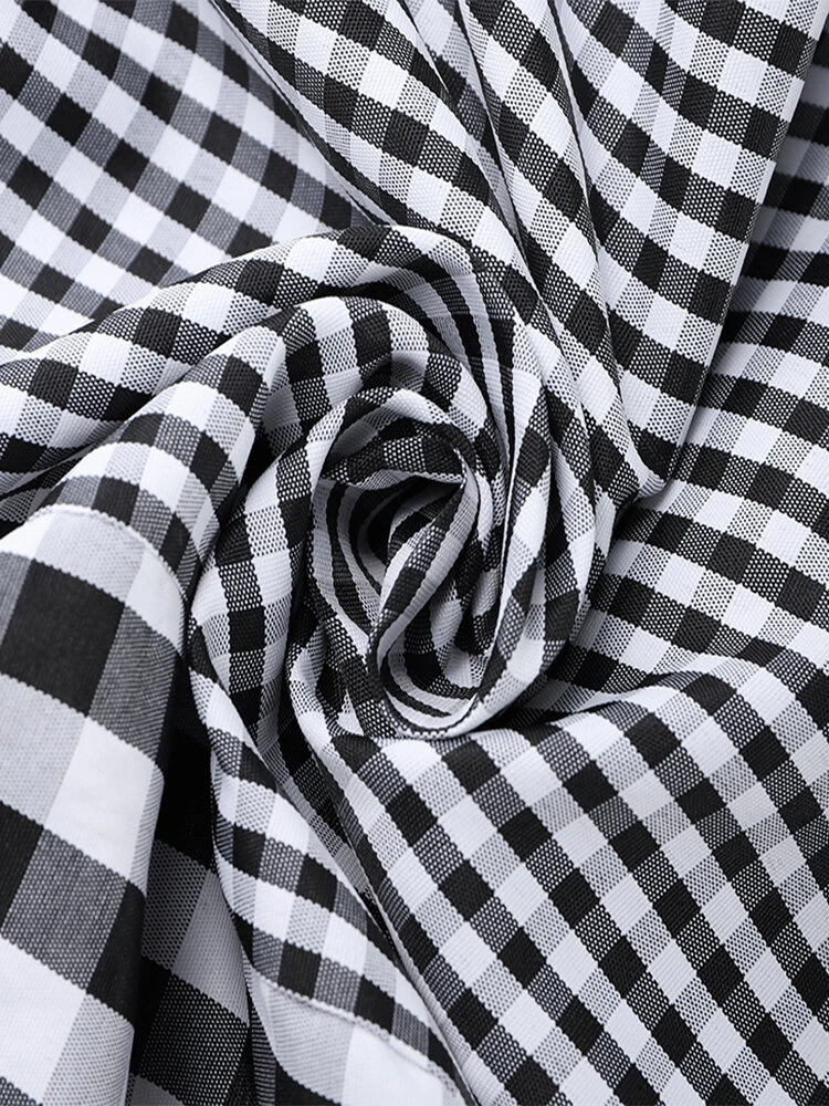 Contrast Plaid Bishop Sleeve Knot Plus Size Blouse 10 Contrast Plaid Bishop Sleeve Knot Plus Size Blouse - Image 10