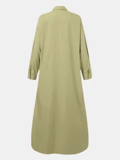 Solid Color Button Long Sleeve Casual Dress For Women -Zanzea Shop eb3d1820 1d46 4acf 94cf 2f7d4bb45102