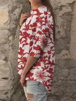 Random Allover Leaves Print Button Front 3/4 Sleeve Blouse 22 Random Allover Leaves Print Button Front 3/4 Sleeve Blouse -Zanzea Shop eb9cc844 3e57 4953 bdf6 ea7e21924810