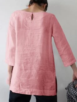 Solid 3/4 Sleeve Keyhole Back Slit Crew Neck Blouse 15 Solid 3/4 Sleeve Keyhole Back Slit Crew Neck Blouse -Zanzea Shop ebbfa8d6 eeb8 464f 8812 c60bb374826d