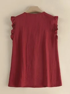 Women Solid V-Neck Button Front Ruffle Sleeveless Blouse 12 Women Solid V-Neck Button Front Ruffle Sleeveless Blouse -Zanzea Shop ec92c7fe c098 4833 b4a8 da73170d17a5
