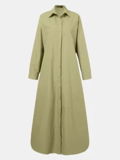 Solid Color Button Long Sleeve Casual Dress For Women -Zanzea Shop eca07556 e66f 43bb bf04 3a4d531c1d1e
