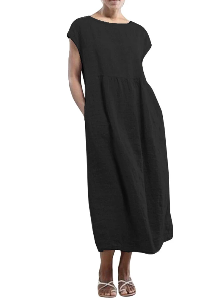 Solid Color Short Sleeve Plus Size Casual Dress 6 Solid Color Short Sleeve Plus Size Casual Dress - Image 6