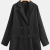 Women Vintage Solid Color Lapel Long Sleeve Button Pocket Blazer